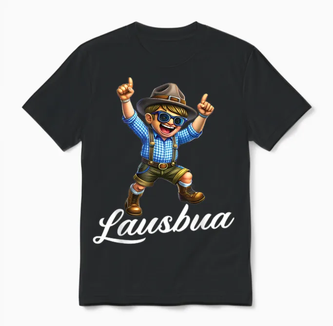 Extremely Cool Lausbua Boys' Costume T-Shirt, Black Unisex T-Shirt in Black