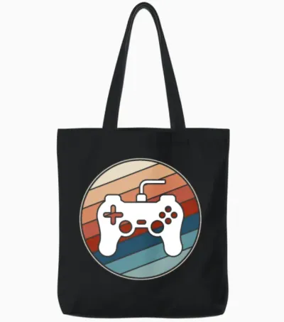 Retro Game Controller Tote Bags - Black