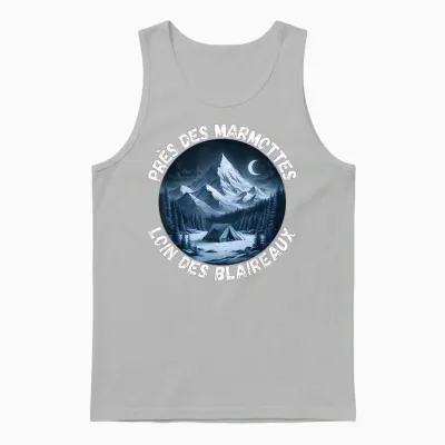 Near Marmots Away Badger Quote Forest Mountain T-Shirt, Black, S Unisex Tank Top - Ash