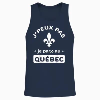 Canada "j'peux Pas Je Pars Au Québec" Humour Pvt Touriste Unisex Tank Top - Navy