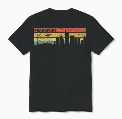 Frankfurt Tshirt Vintage Skyline Retro Stadt Deutschland Unisex T-Shirt - Black