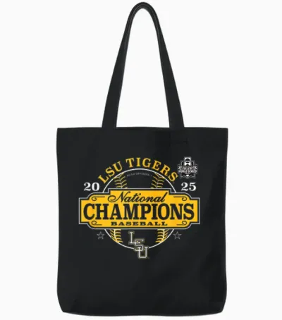 Lsu Tigers Baseball National Champs 2025 Mcws Winner Tote Bags - Black