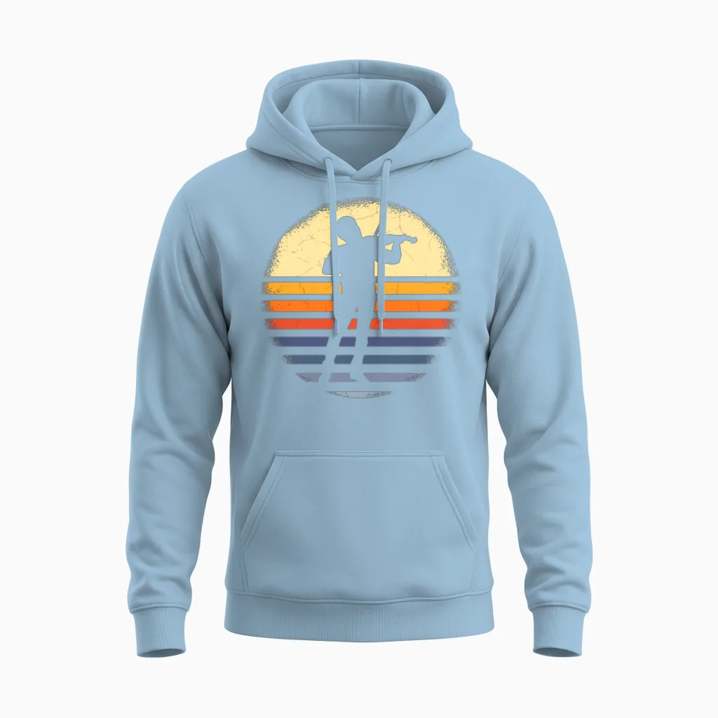 Violinist Retro Unisex Hoodie in Light Blue