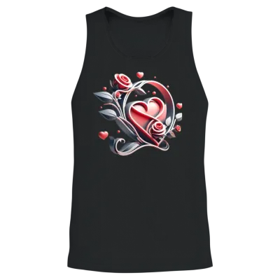 Valentine's Day Artistic Badge Design Unisex Tank Top - Black