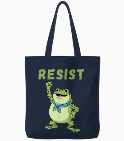 Portland Resist Frog, Pacific Resistance, Frog Demonstration 2025 Tote Bags - Navy