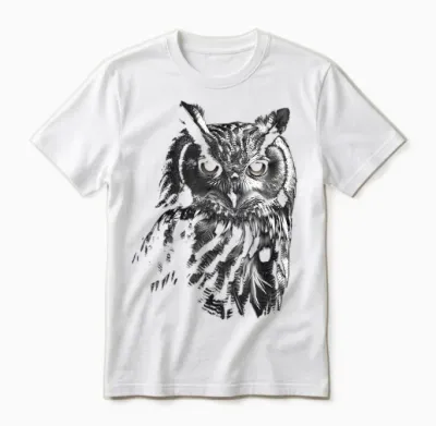 Owl Artwork - Bird Art Animal Owl T-Shirt, Black Unisex T-Shirt - White