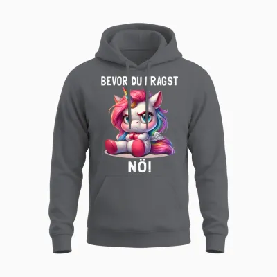 Funny Unicorn T-Shirt with German Text "bevor Du Fragst Nö" [german Language] Unisex Hoodie - Charcoal
