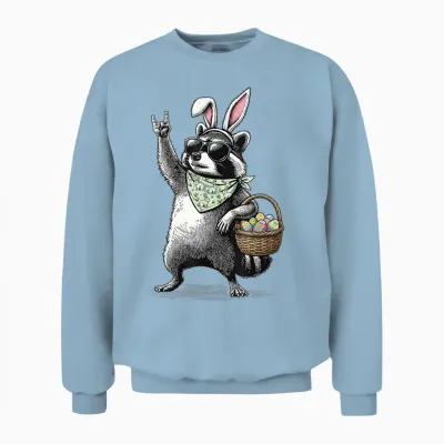 Retro Ostern Waschbär Lustiges Ostern Unisex Sweatshirt - Light Blue