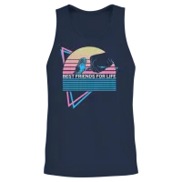 Budgie Parakeet Retro Unisex Tank Top - Navy – 2