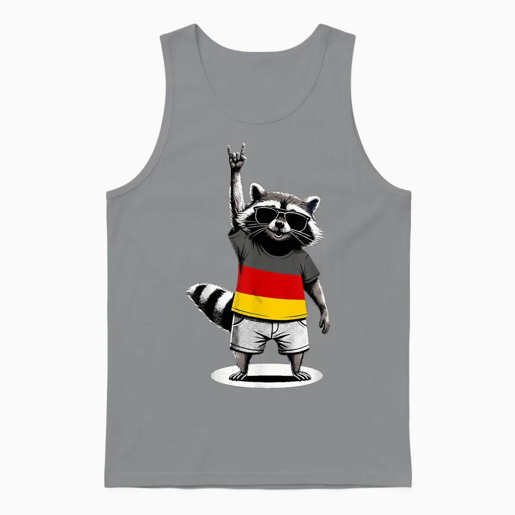 Deutsche Flagge Waschbär Lustig Deutschland Unisex Tank Top in Sport Grey