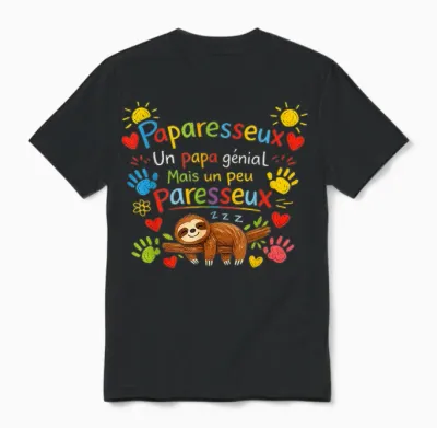 Cadeau Papa Original Paresseux Paparesseux Fête Pères Noël Unisex T-Shirt - Black