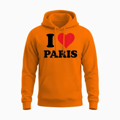 I Heart Paris First Name I Love Custom Stuff Unisex Hoodie - Safety Orange