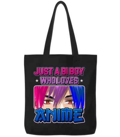 Funny Bisexual Just a Bi Boy Who Loves Anime Bisex Tote Bags - Black