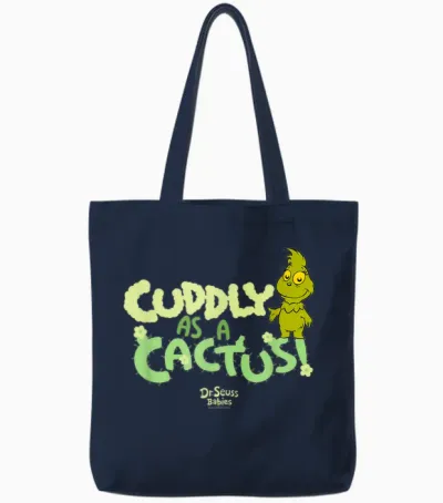 Dr.seuss Baby Grinch Cuddly as a Cactus Officially Licensed Tote Bags - Navy