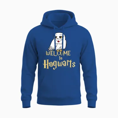 Harry Potter Hedwig Welcome to Hogwarts T-Shirt, Black Unisex Hoodie - Royal