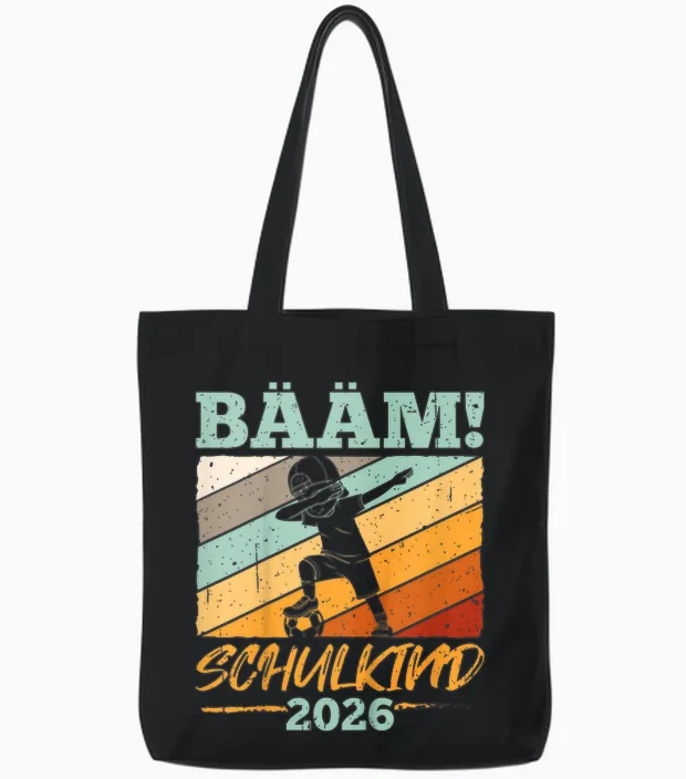 Kinder Bääm Schulkind 2026 Grundschule Schulkind Schule Einschulung Tote Bags in Black
