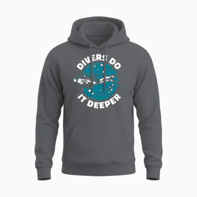 Divers to It Deeper Underwater Technical Scuba Unisex Hoodie - Charcoal