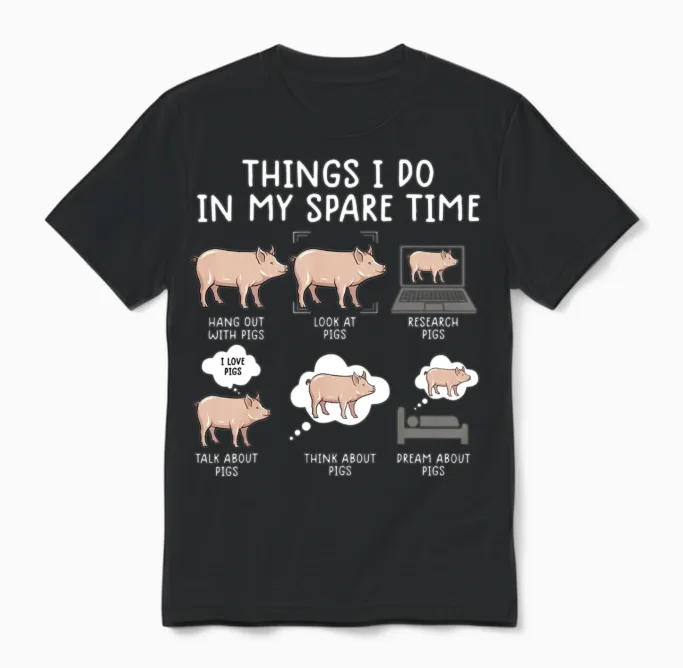 Funny Pig Pig Pig Farm & Country Unisex T-Shirt in Black