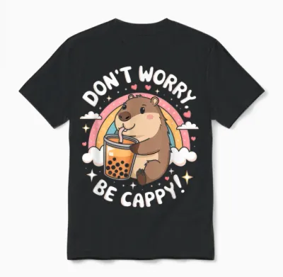 Don't Worry Be Cappy Happy Ocean Stimmungsdesign Unisex T-Shirt - Black