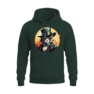 Retro Cat Unisex Hoodie - Forest