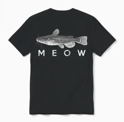 Catfish Shirt Meow Funny Catfishing Fishing Fisherman Unisex T-Shirt - Black