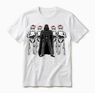 Star Wars Vader Trooper Lack Cheer Christmas Graphic Unisex T-Shirt - White