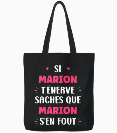 Name Si Marion T'énerve Humour First Name Marion T-Shirt, Black, Female X-Small Tote Bags - Black