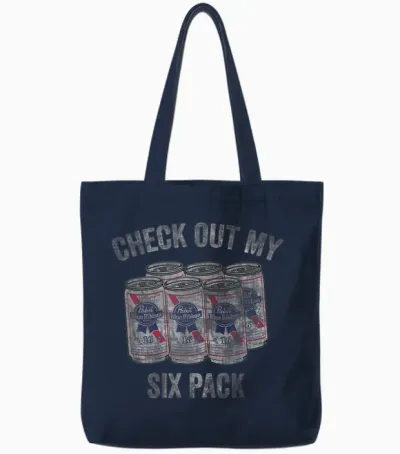 Pabst Check Out My Six Pack Tote Bags - Navy