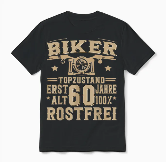 60 Geburtstag Mann Biker 60 Jahre Motorrad Unisex T-Shirt in Black