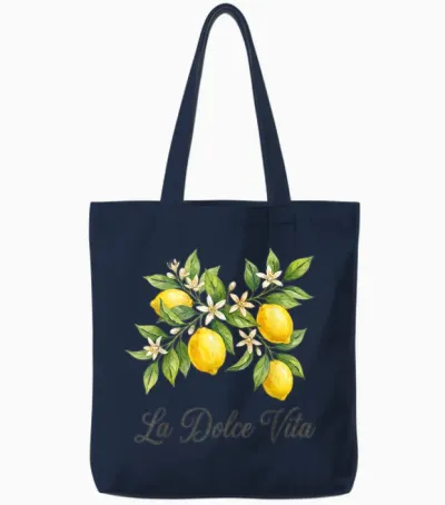 La Dolce Vita Lemon Italian Summer Limoncello Amalfi Coast Tote Bags - Navy