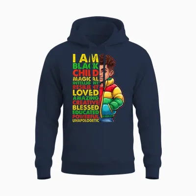 I Am Black History Month Shirt Kids Boys African American Unisex Hoodie - Navy
