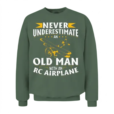 Men Rc Aircraft Humor Dad Model Plane Pilot Unisex Sweatshirt - Military Green