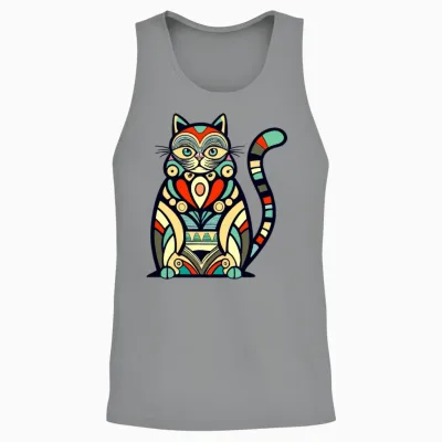 Cat Doodle Retro Colors Unisex Tank Top - Sport Grey