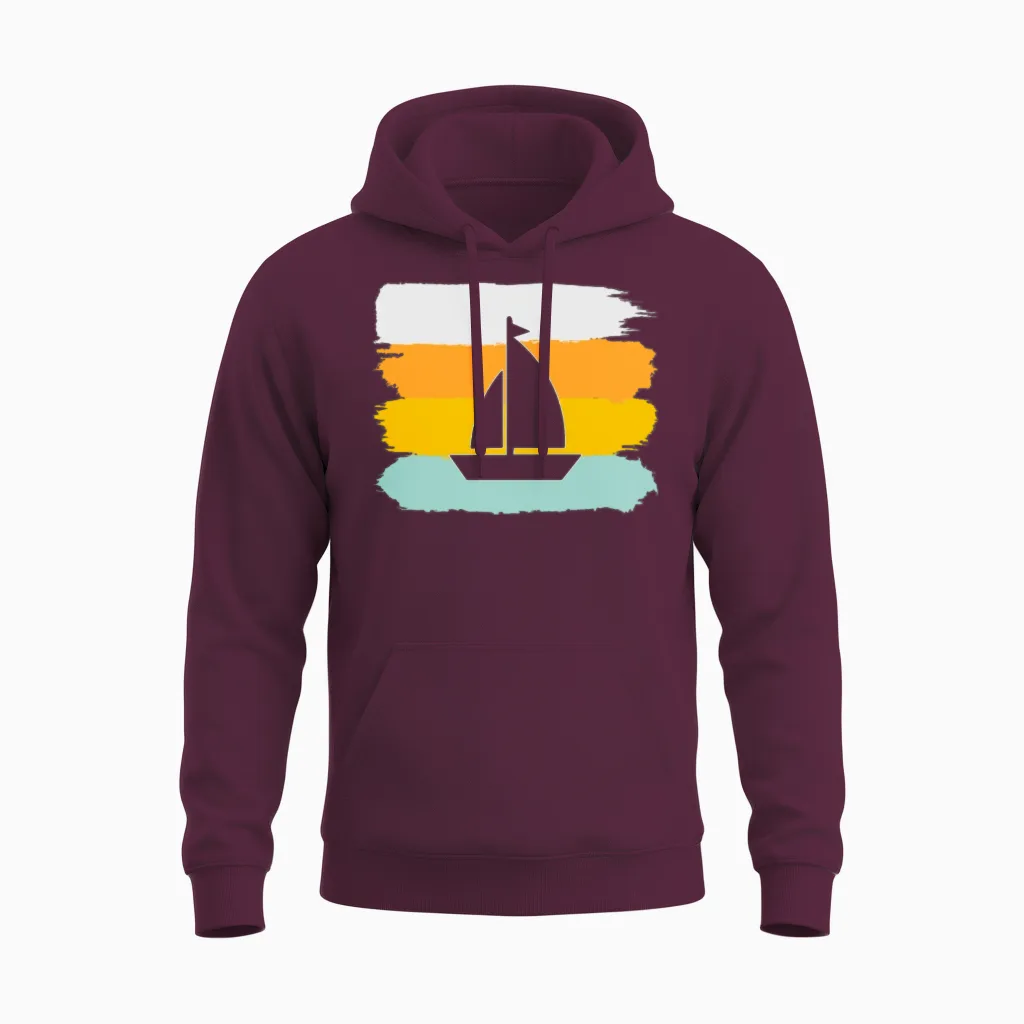 Sailing Retro Unisex Hoodie in Maroon