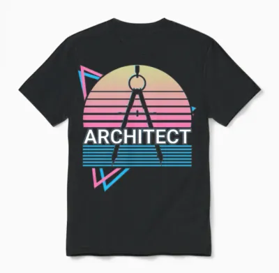 Architect Architecture Retro Unisex T-Shirt - Black