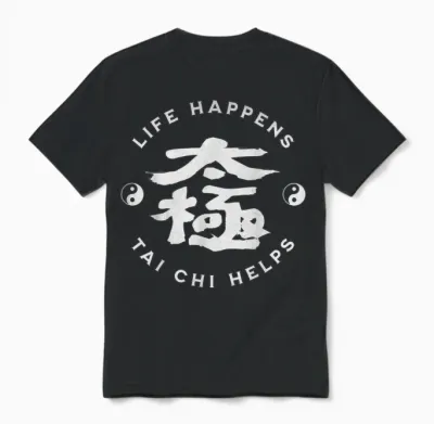 Life Happens Tai Chi Aide La Calligraphie Chinoise Ying & Yang Unisex T-Shirt - Black