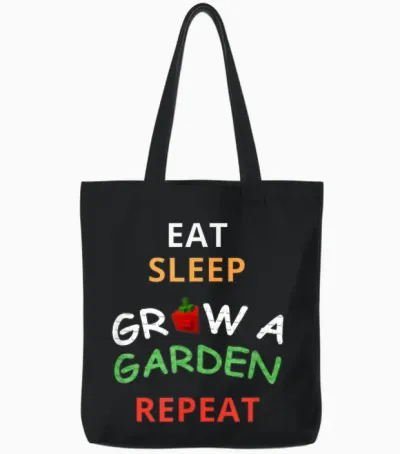 Funny Game Eat Sleep Grow a Garden Repeat Gamer Design Tote Bags - Black