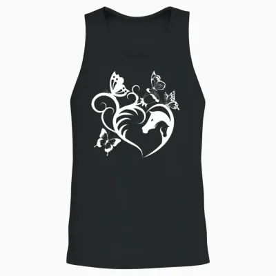 Animal Motif Horses Horse Portrait Heart Gift Unisex Tank Top - Black