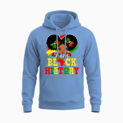 I Am Black History Month Cute Messy Bun Girl Unisex Hoodie - Carolina Blue
