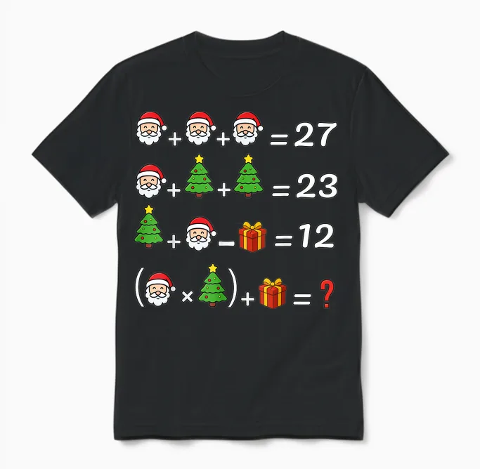 Funny 67 Meme Christmas Math Teacher Santa Six Seven Puzzle Unisex T-Shirt in Black
