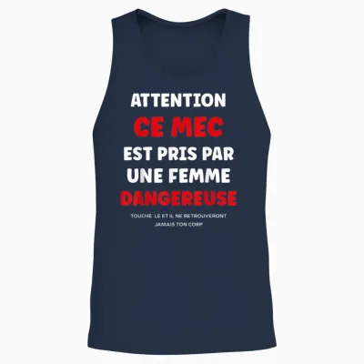Citation Jalousie Humour Couple Attention Ce Mec Est Pris Unisex Tank Top - Navy