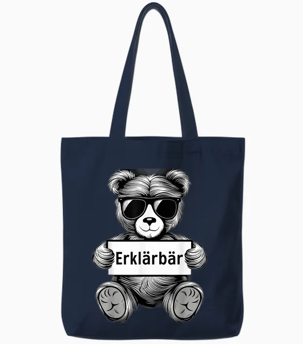 Erklärbär Lehrer Geschenk Abschiedsgeschenk Lehrerin Lustig Tote Bags in Navy