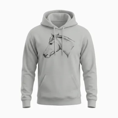 Sketch of a Horse's Head Unisex Hoodie - Ash