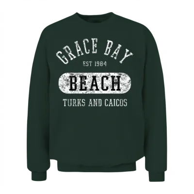 College Style Grace Bay Turks Caicos Distressed Unisex Sweatshirt - Forest
