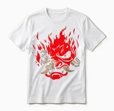 Djapan Onicyborg Cyberpunk T-Shirt - Unisex Adults - Black - Short Sleeve - Small - Classic Fit - Cotton & Polyester - Machine Wash Unisex T-Shirt - White