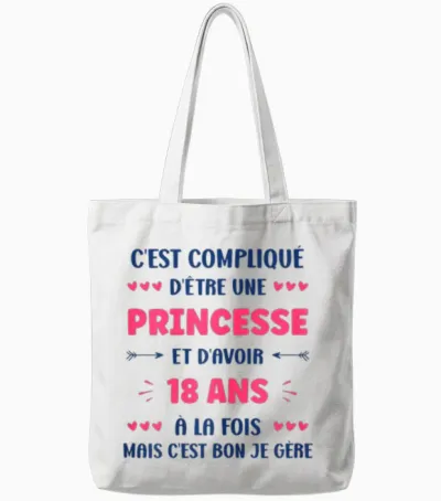 Girl 18 Years Teen Humor Birthday Princess 18 Years T-Shirt, White, Female X-Small Tote Bags - White