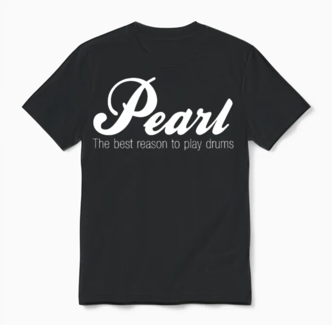 Pearl Drums White Unisex T-Shirt in Black