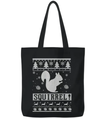 Squirrel Christmas Tote Bags - Black