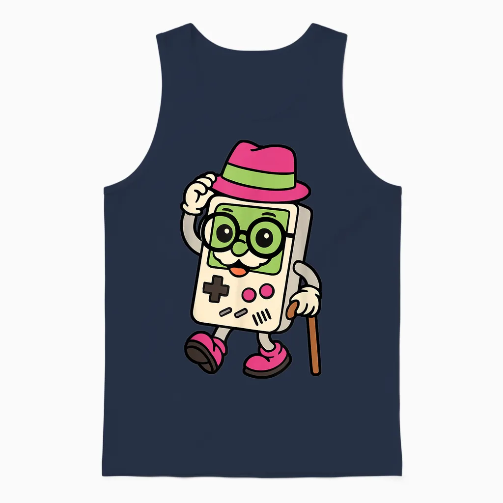 Funny Gamer Retro Gamers 90s Vintage Video Game for Men Unisex Tank Top in Navy