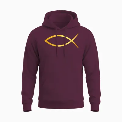 Ichthys / Ichthus / the Jesus Fish Unisex Hoodie - Maroon